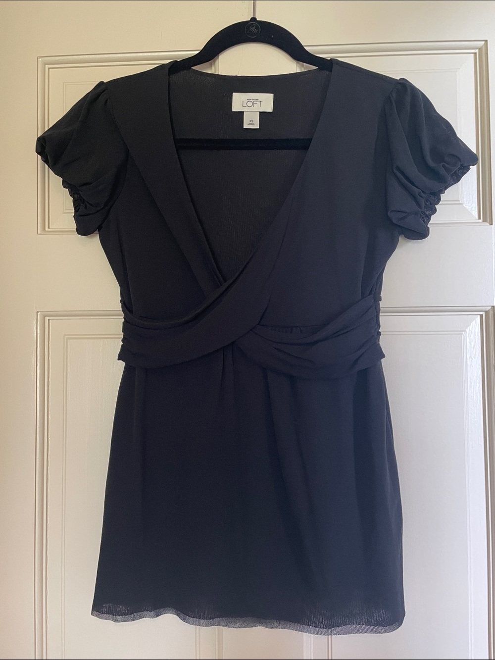 LOFT Black Short-Sleeve Blouse